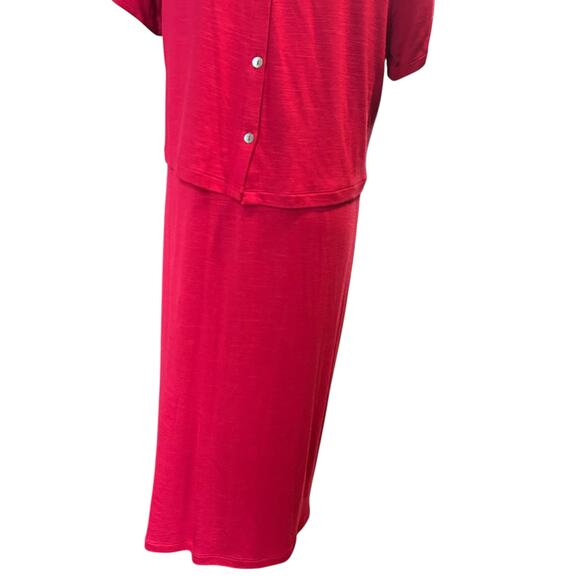 J. Jill Sangria Red Knit Layered Button Down Back Dress Size M Flowy Pockets - Picture 10 of 13